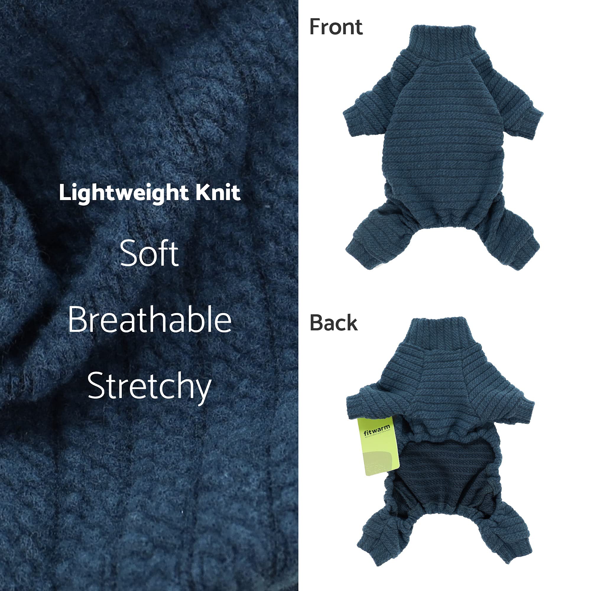 Fitwarm Turtleneck Knitted Dog Sweater Puppy Pajamas Thermal Doggie Winter Clothes Knitwear Pet Coats Cat Apparel Blue Large